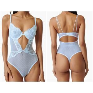 NWT Kat the Label Nicolette Underwire Teddy Bodysuit Lace Bridal White Medium